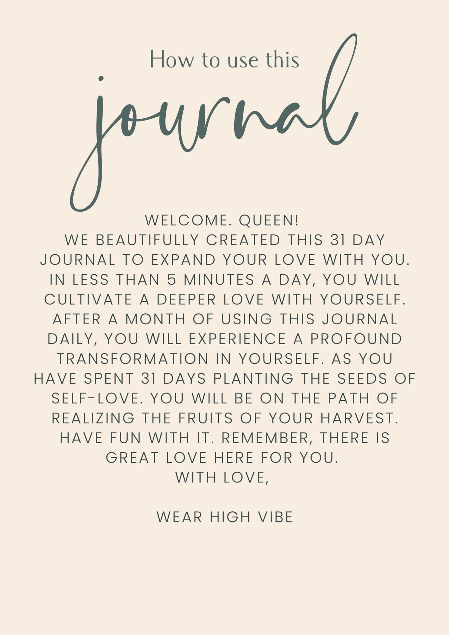 Self Love Journal - Wear High Vibe